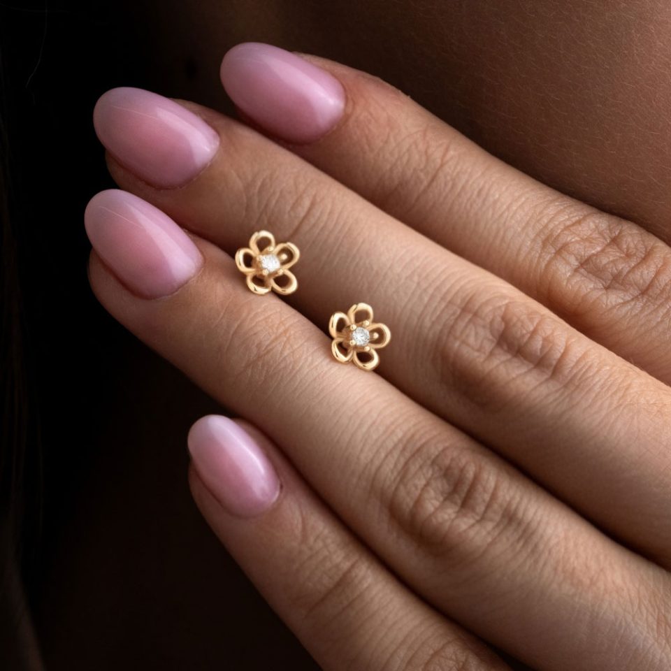 خرید گوشواره طلا آنمون نگینی