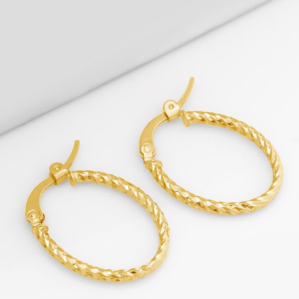 خرید گوشواره طلا کلیپسی بیضی تراشدار