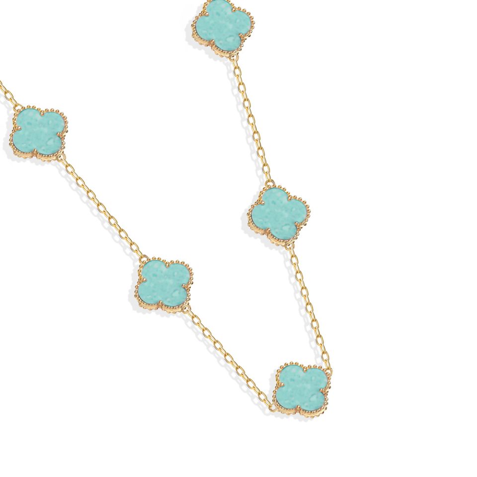 خرید گردنبند طلا ونکلیف فیروزه ای 5