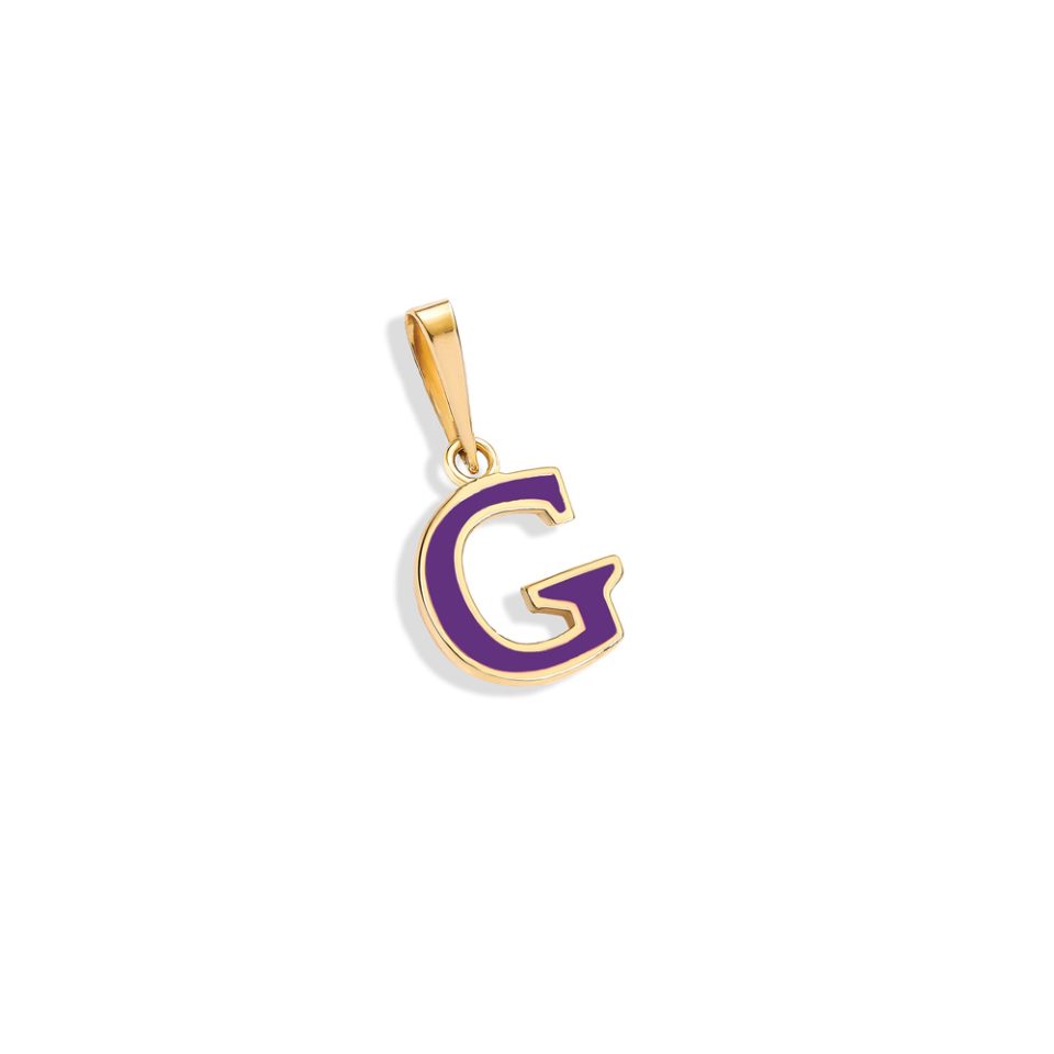 خرید پلاک طلا حروف G مینایی رنگی