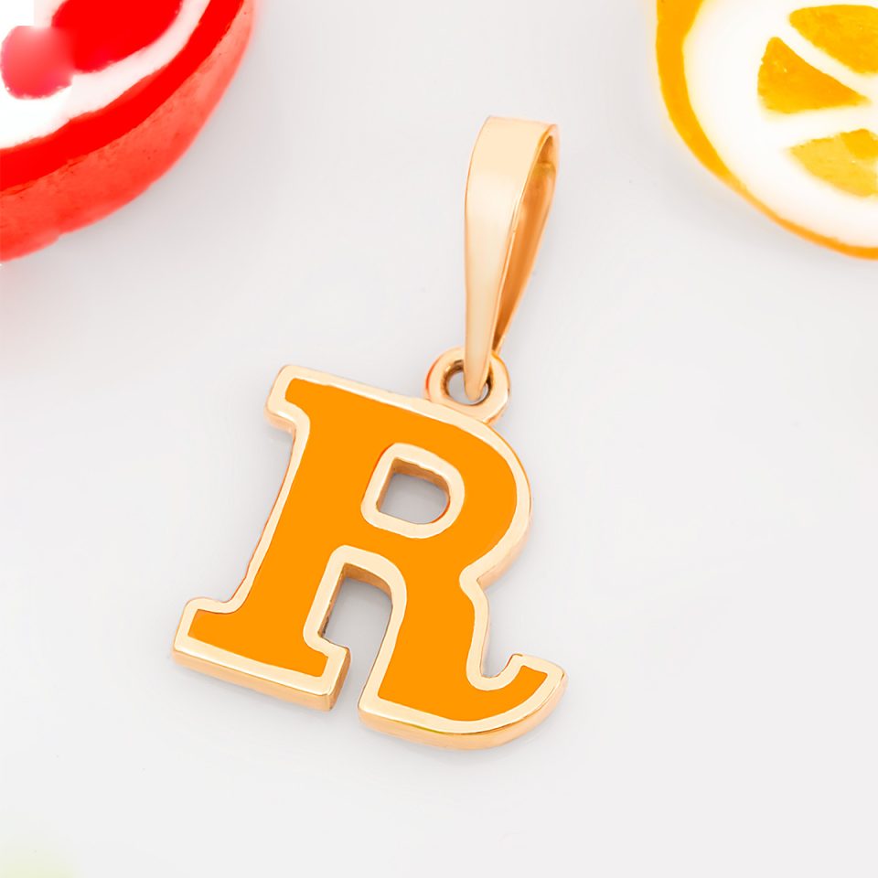 خرید پلاک طلا حروف R صورتی