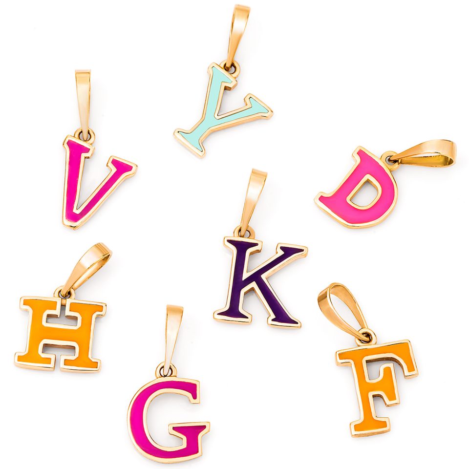 خرید پلاک طلا حروف Y مینایی رنگی