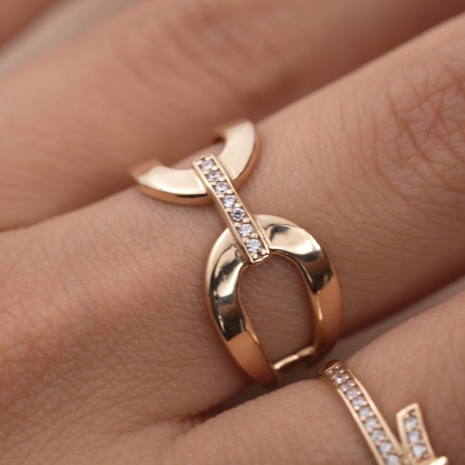 خرید انگشتر طلا پرنس خط نگینی