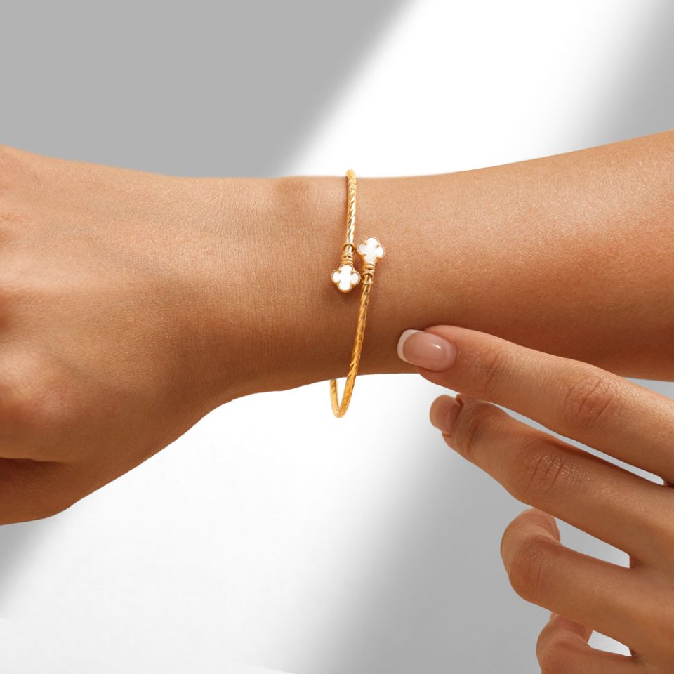 خرید النگو طلا دو سر ونکلیف سفید