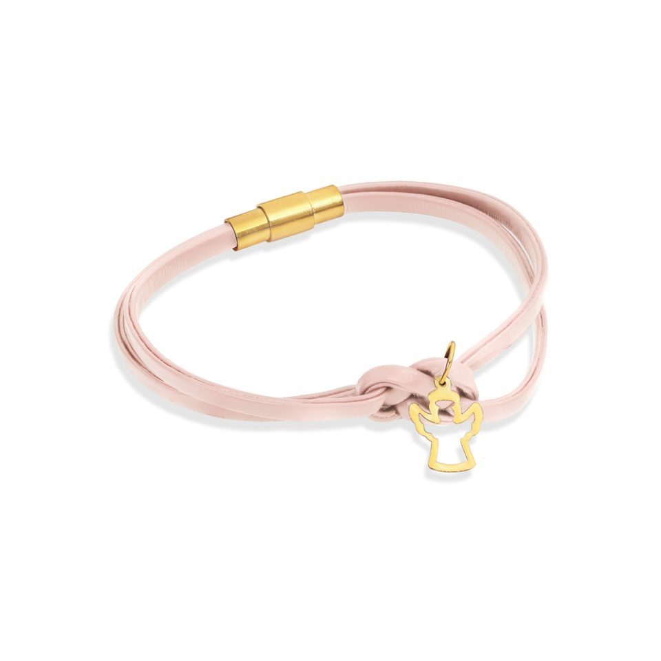 خرید دستبند طلا فرشته صورتی پاستیلی فانتزی