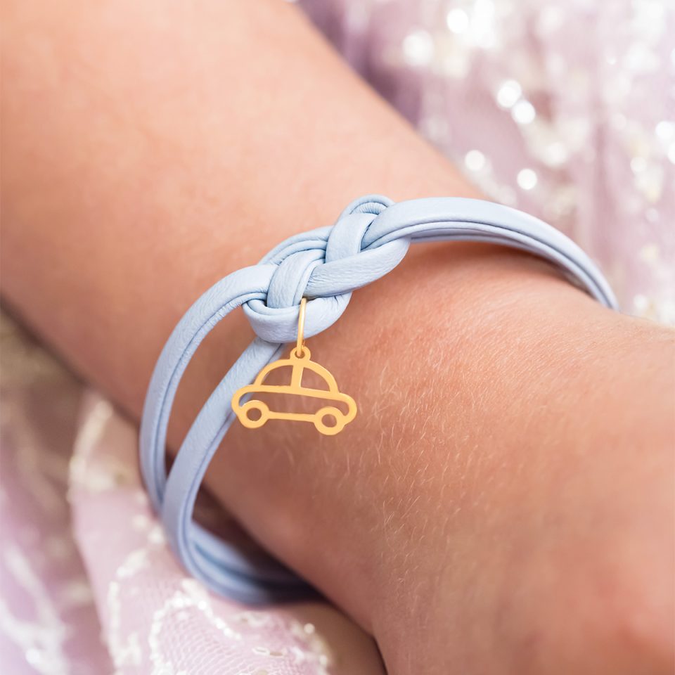 خرید دستبند طلا ماشین و چرم آبی