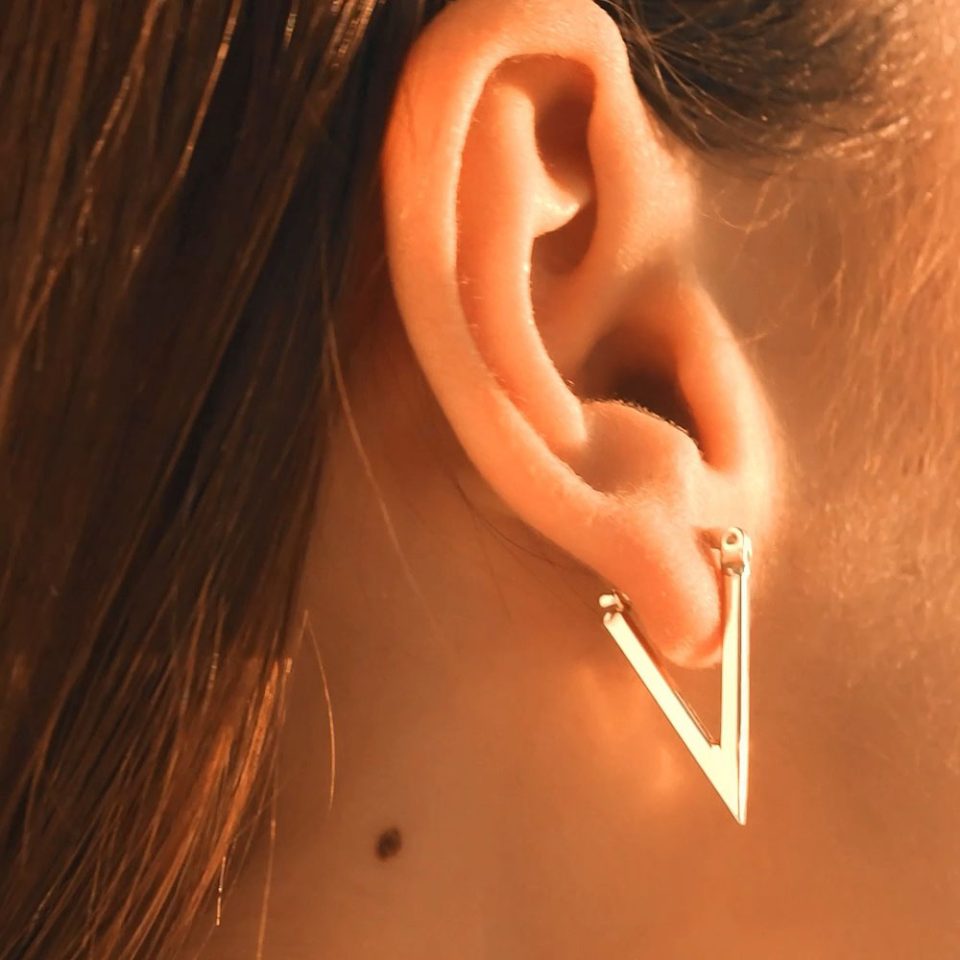 خرید گوشواره طلا کلیپسی مثلث تیز