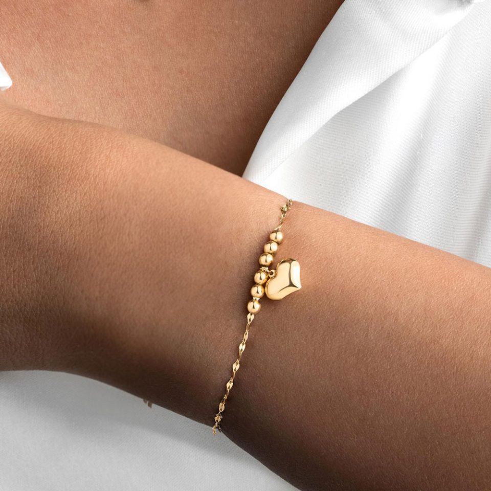 خرید دستبند طلا زنجیر استار و گوی قلب 6