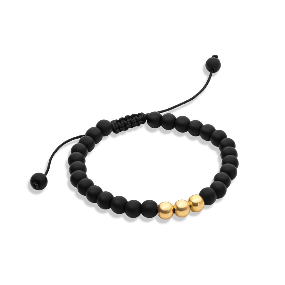 خرید دستبند طلا سه گوی مردانه مات