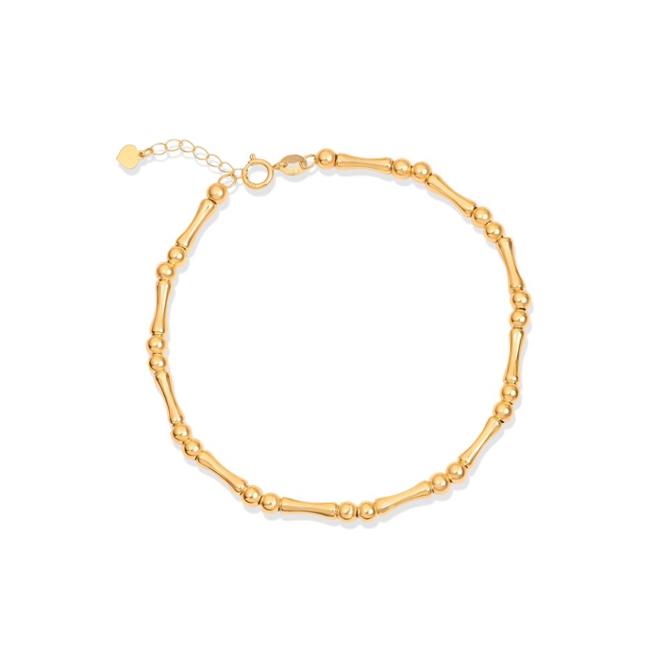 خرید دستبند طلا دو گوی و بامبو پیوسته