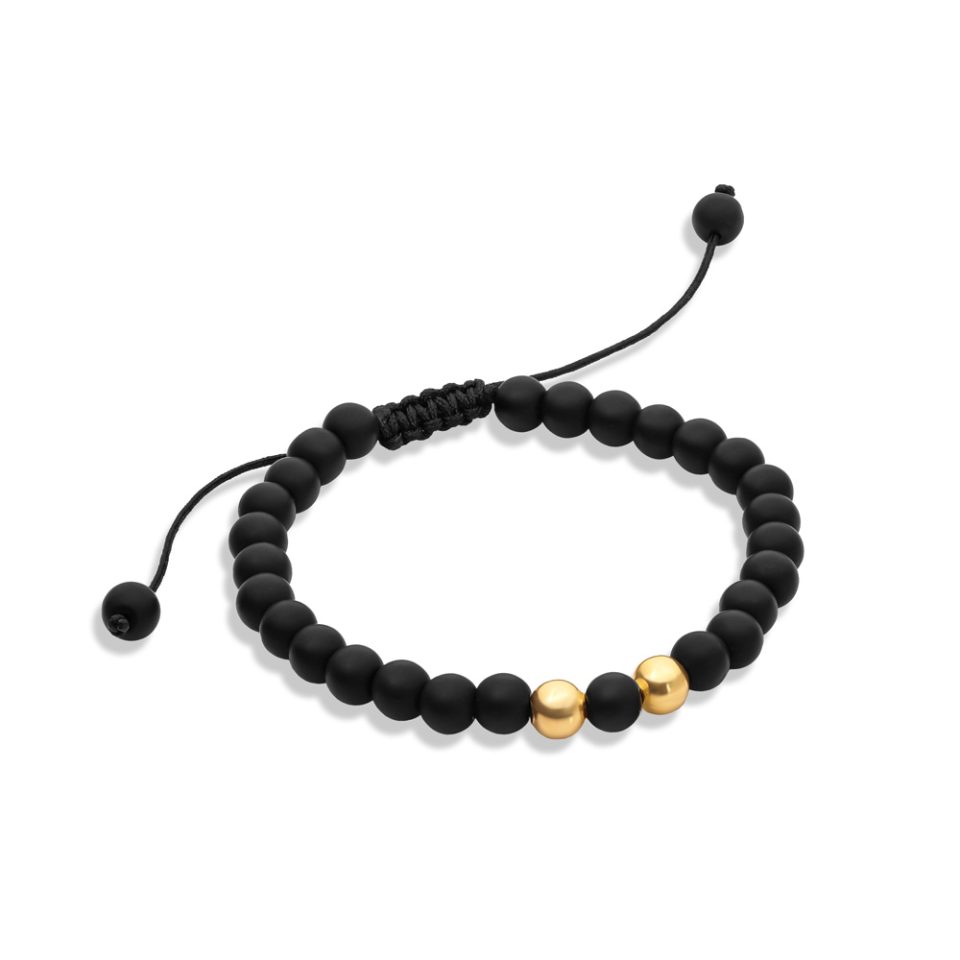 خرید دستبند طلا دو گوی مردانه مات