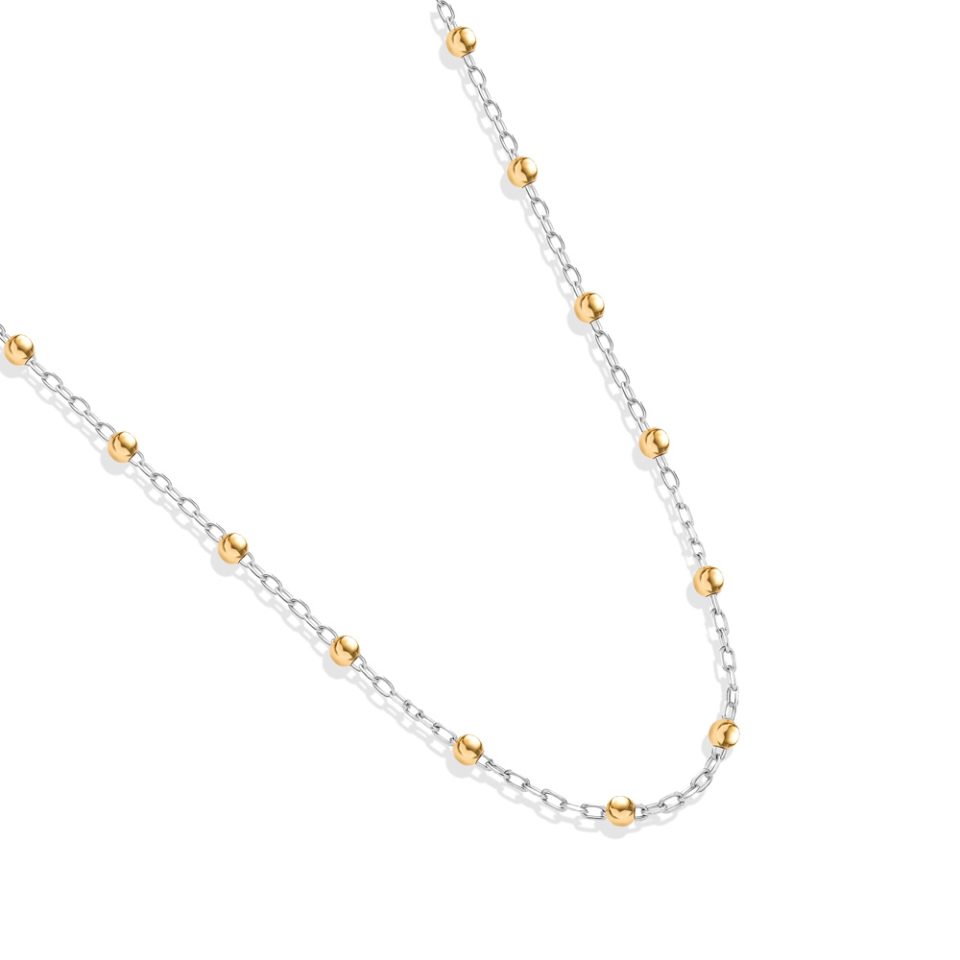 خرید گردنبند طلا تمام گوی بلوم دو رنگ