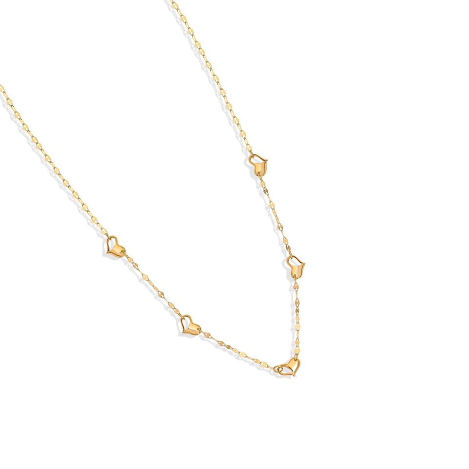 خرید گردنبند طلا زنجیر استار و پنج قلب