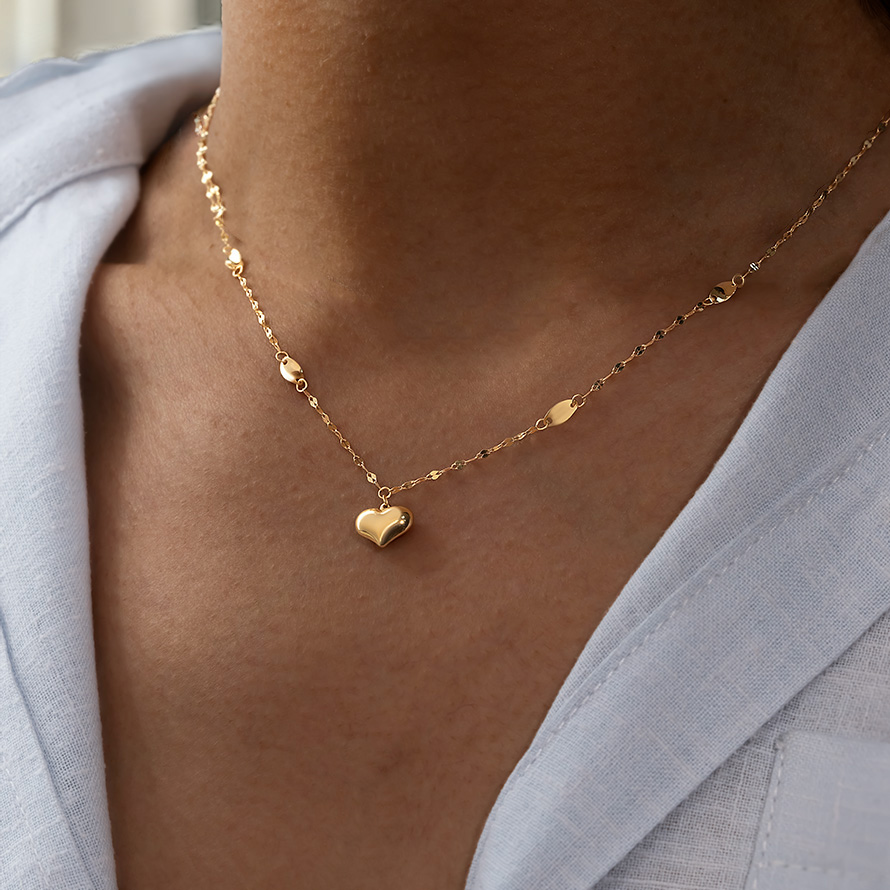 خرید گردنبند طلا زنجیر استار و قلب کشیده