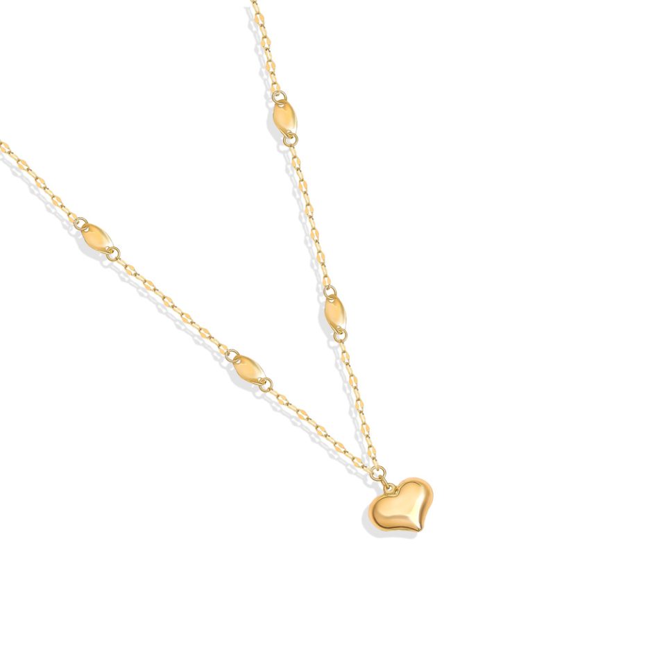 خرید گردنبند طلا زنجیر استار و قلب کشیده