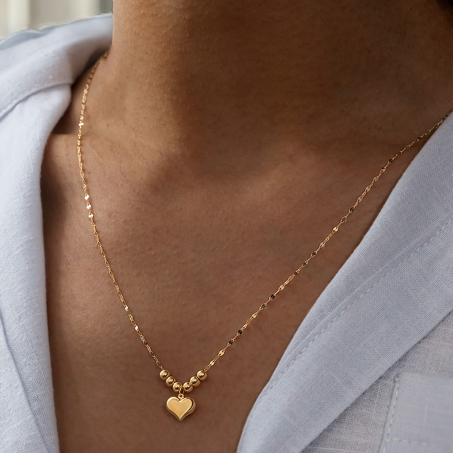 خرید گردنبند طلا زنجیر استار و گوی قلب 6
