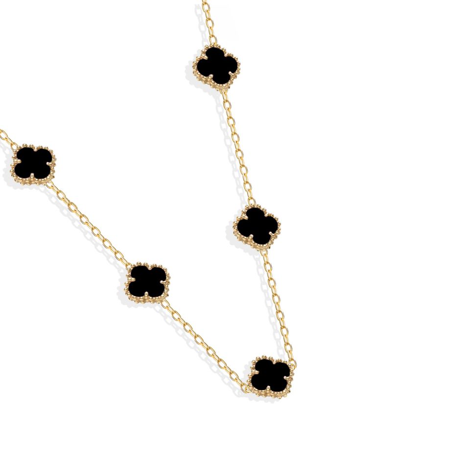 خرید گردنبند طلا طرح گل مشکی گوارسه 5