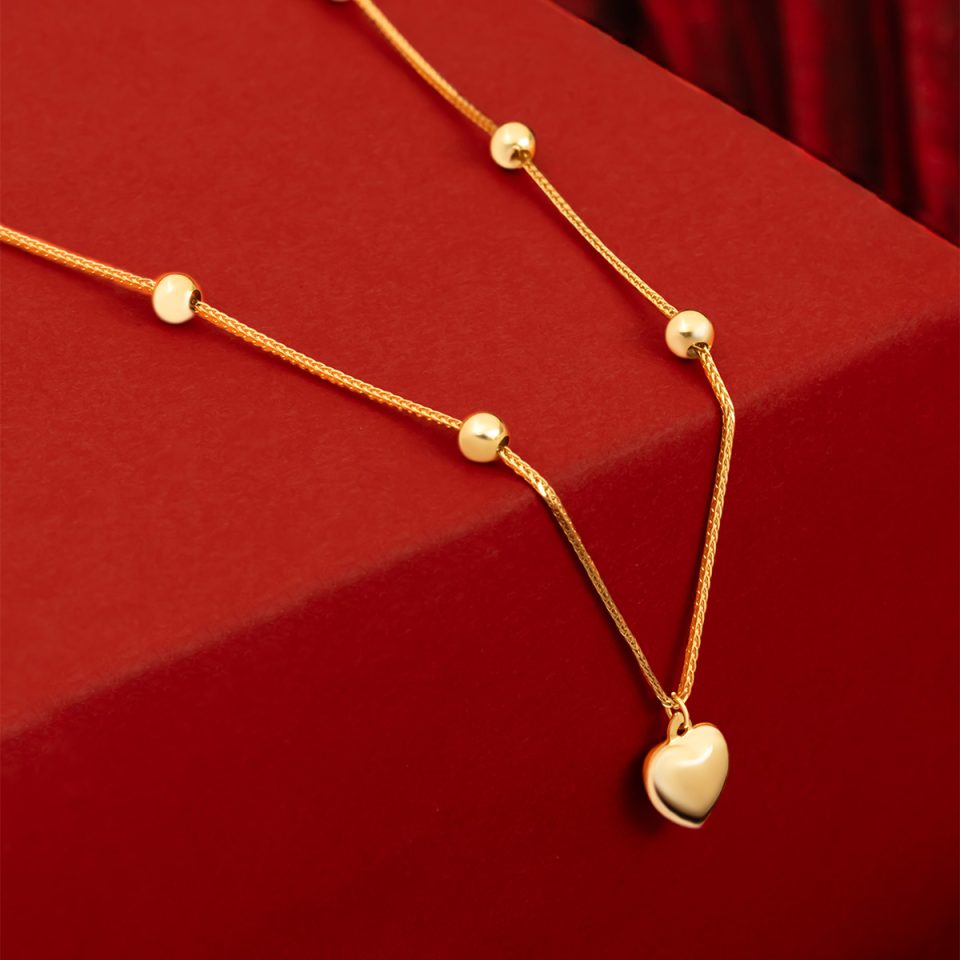 خرید گردنبند طلا هشت گوی و قلب