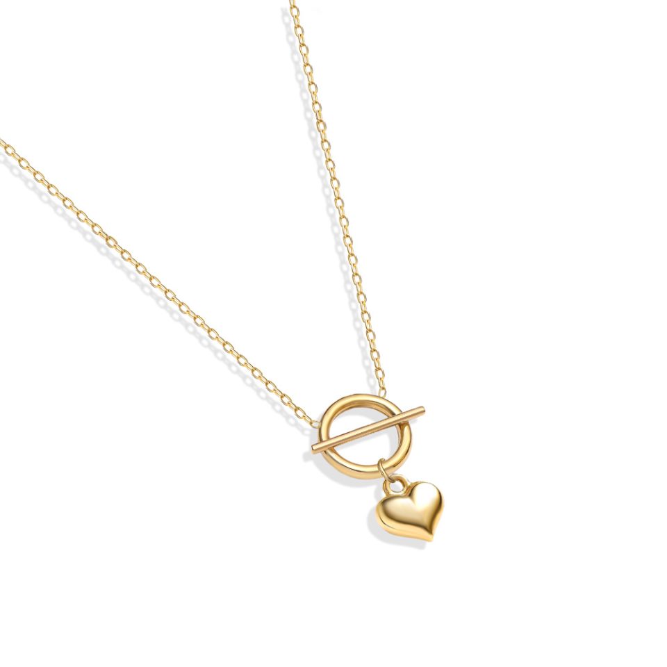 خرید گردنبند طلا آویز پروفیل قلب دایره