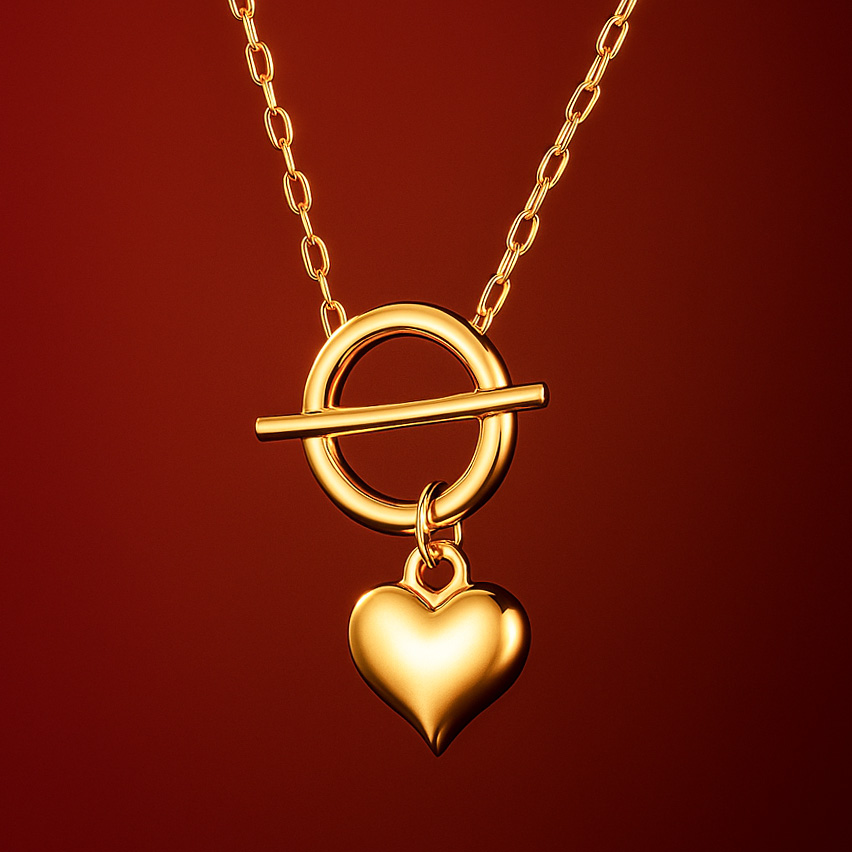 خرید گردنبند طلا آویز پروفیل قلب دایره