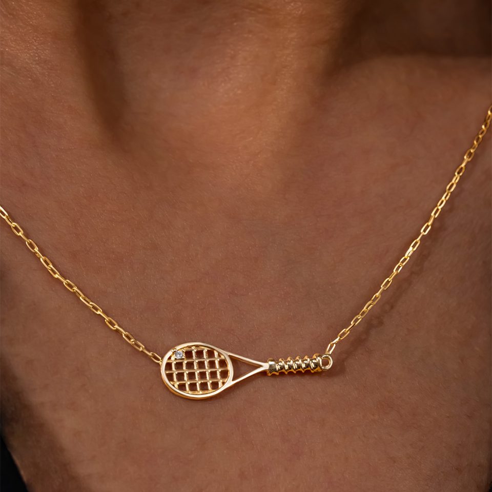 خرید گردنبند طلا راکت تک نگین