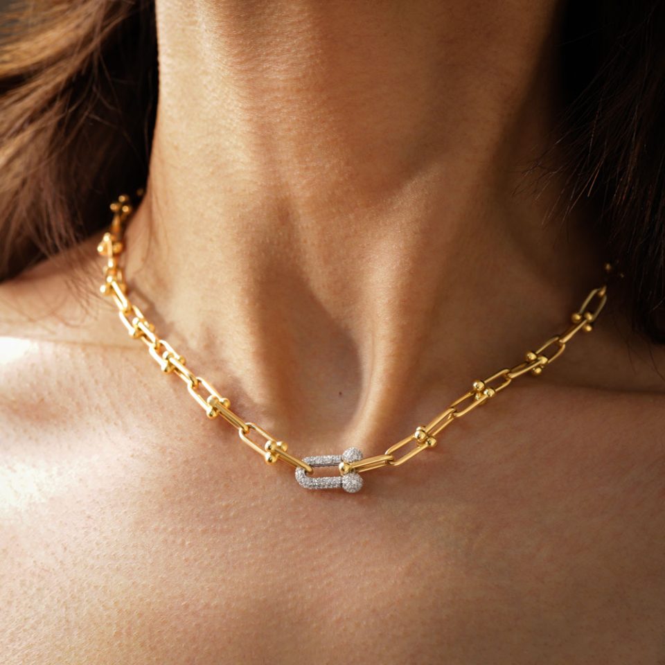 خرید گردنبند طلا تک تیفانی نگینی