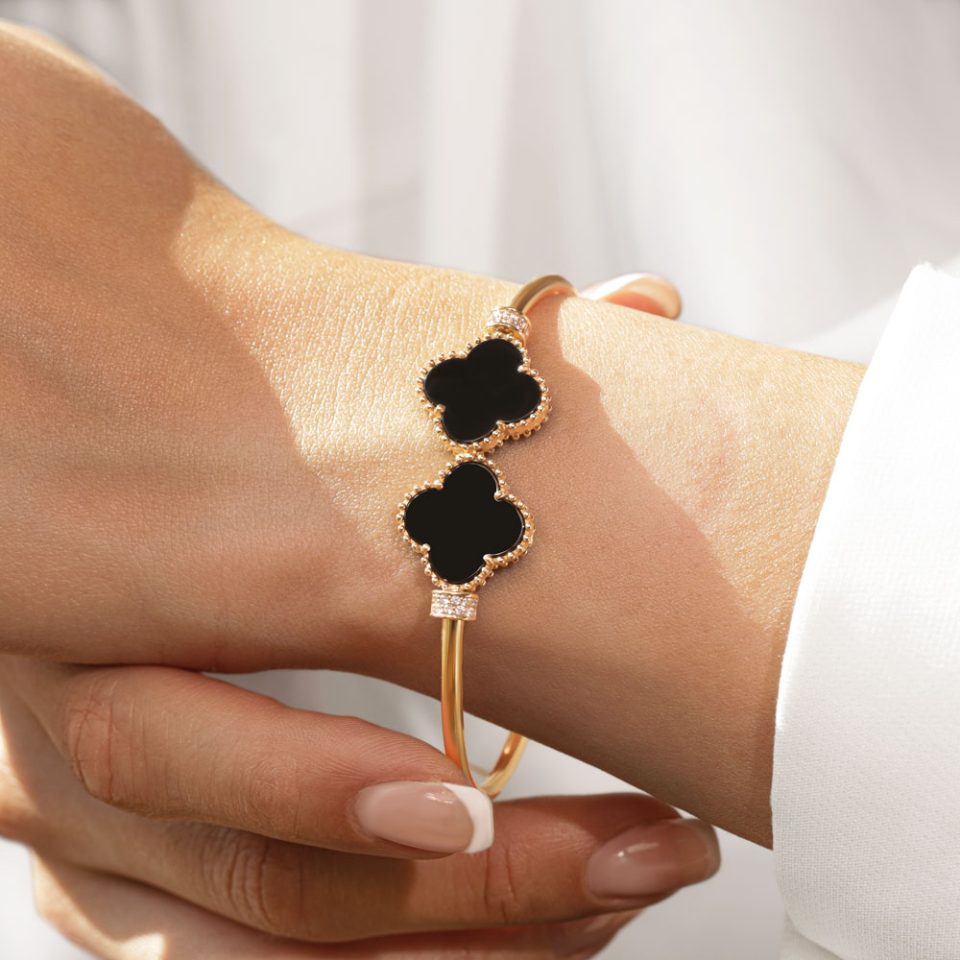 خرید النگو طلا دو سر ونکلیف مشکی