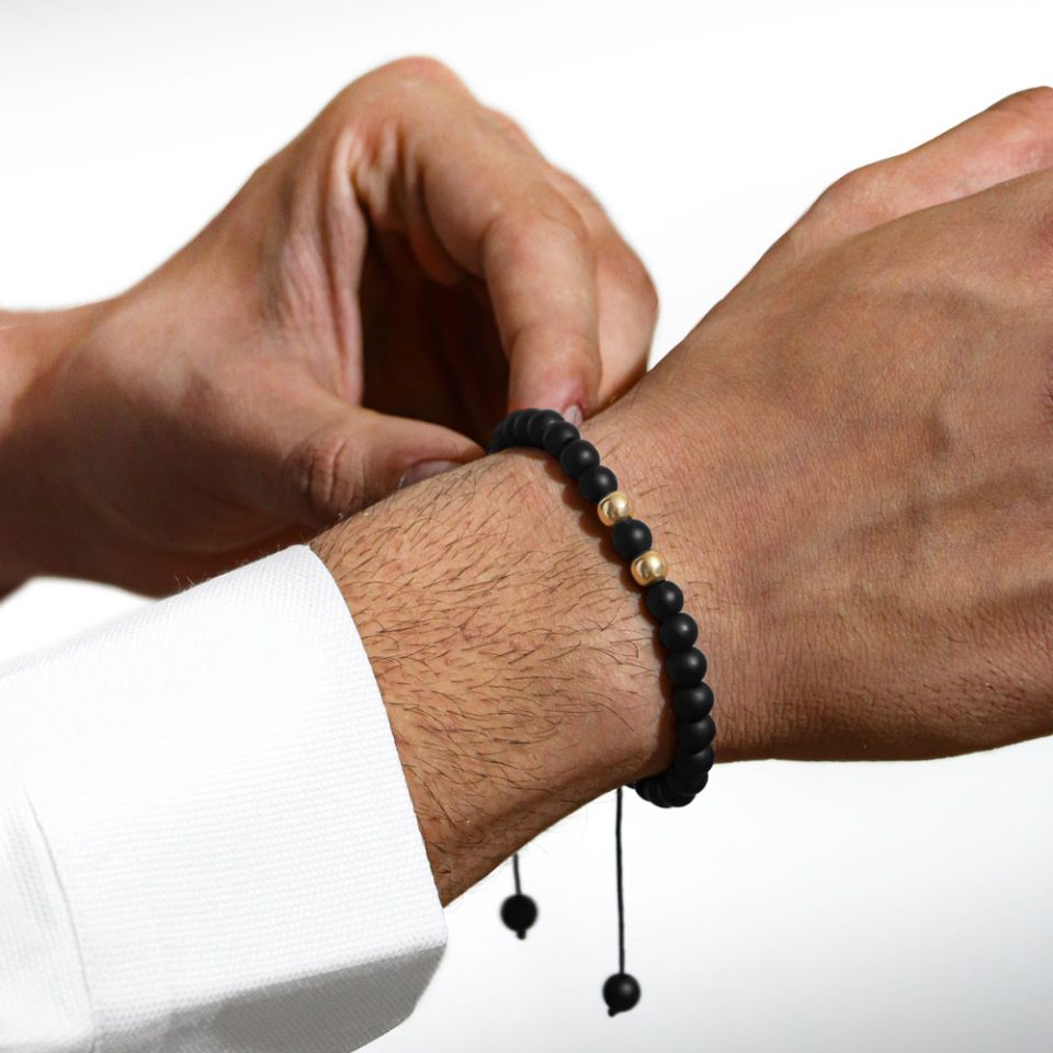 خرید دستبند طلا دو گوی مردانه مات