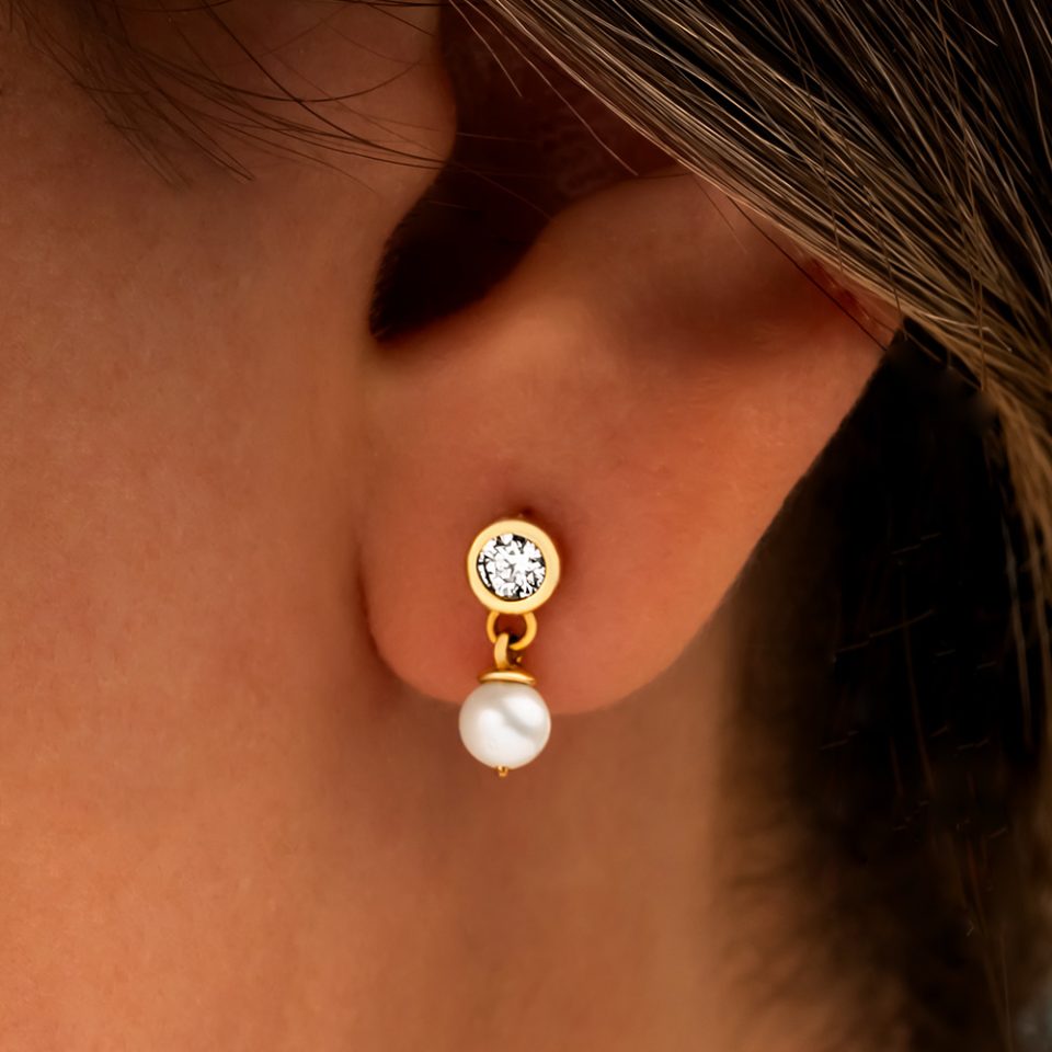 خرید گوشواره طلا میخی تک سنگ مینیمال