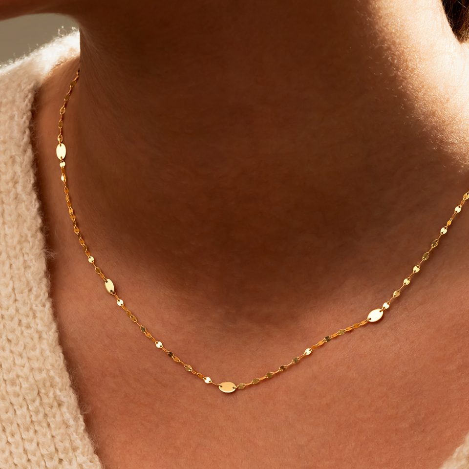 خرید گردنبند طلا زنجیر استار و بیضی 5