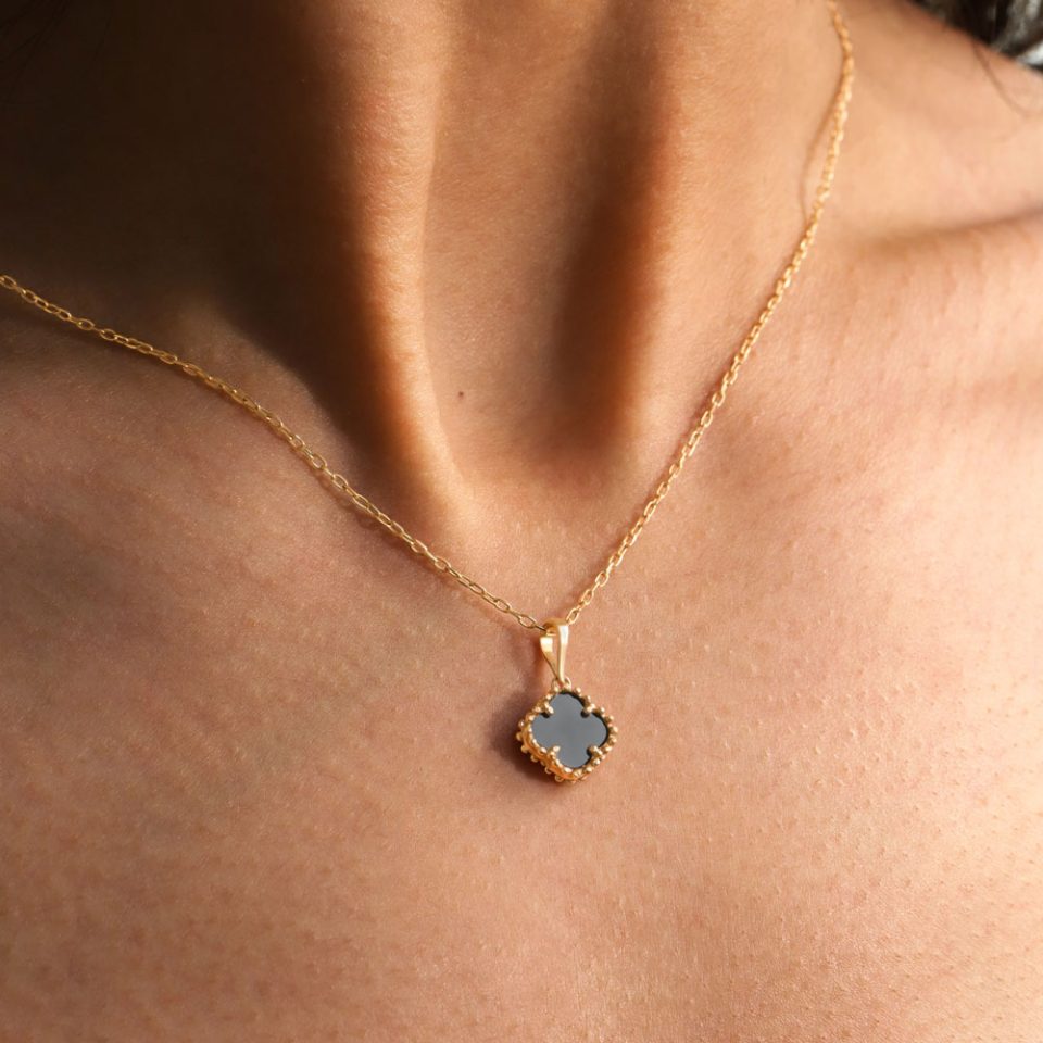 خرید پلاک طلا ونکلیف مشکی تاینی