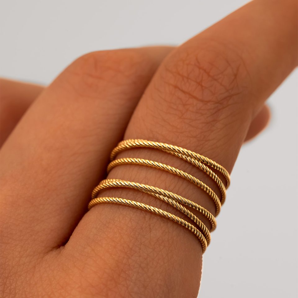 خرید انگشتر طلا طنابی شش لاین