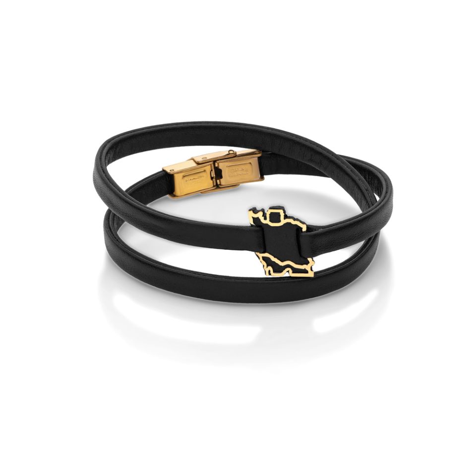 خرید دستبند طلا ایران چرم مشکی