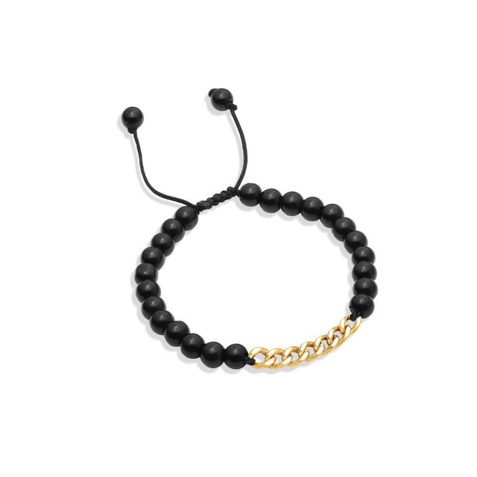 خرید دستبند طلا هفت کارتیه و گوی براق فانتزی