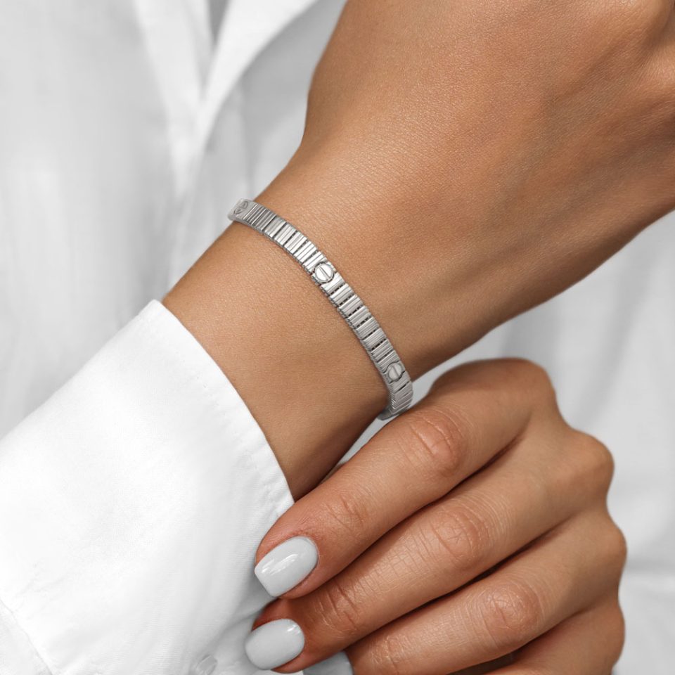 خرید دستبند طلا کارتیه لاو شیاردار سفید 2