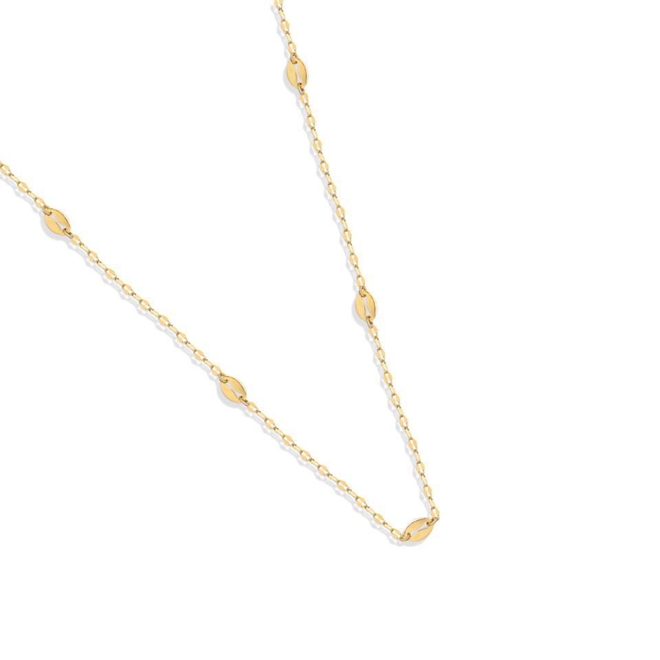 خرید گردنبند طلا زنجیر استار و بیضی تو خالی 5