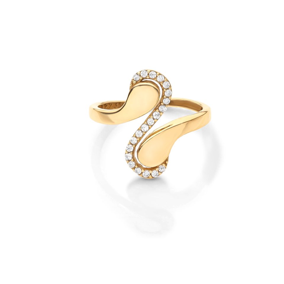 خرید انگشتر طلا دو اشک موج نگینی