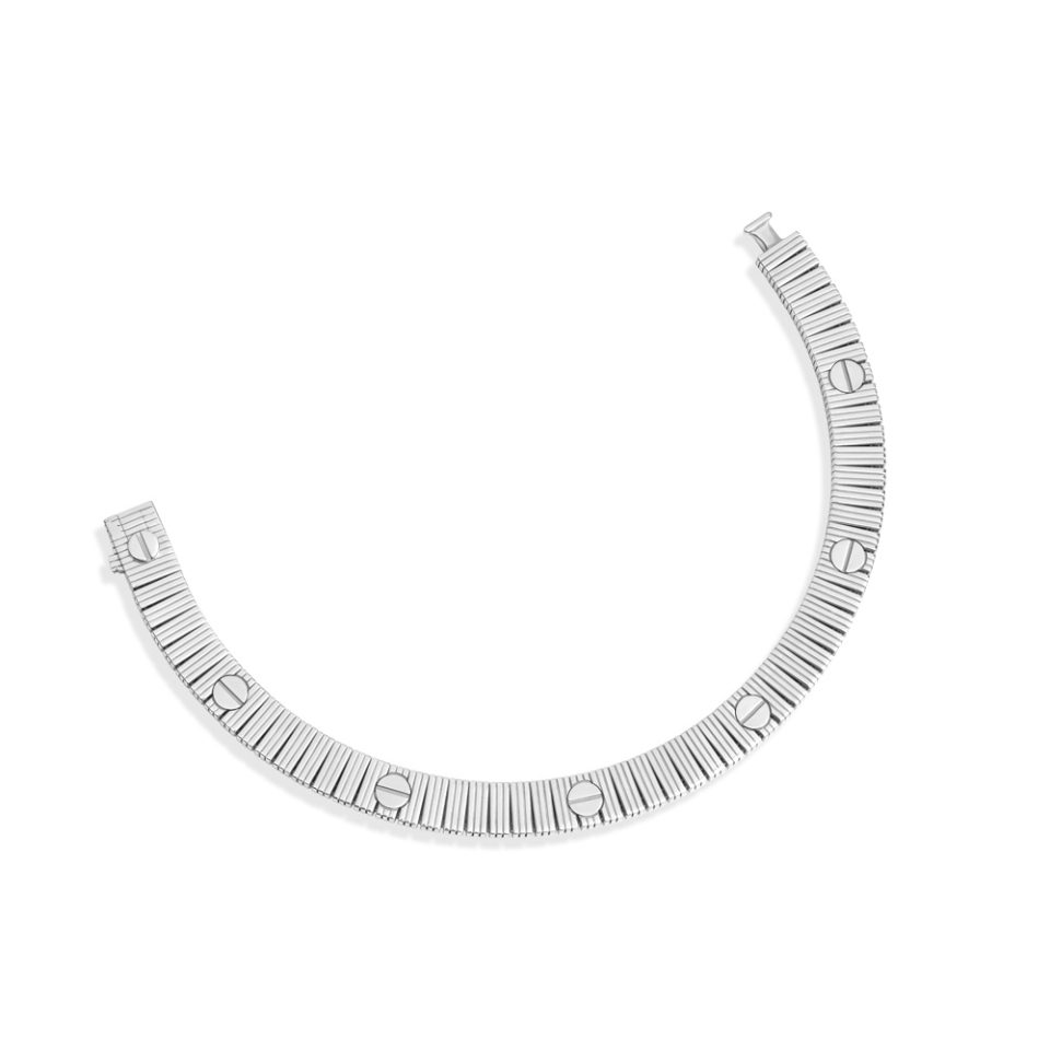 خرید دستبند طلا کارتیه لاو شیاردار سفید