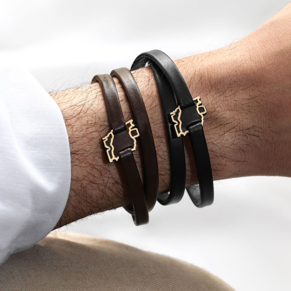 خرید دستبند طلا ایران چرم مشکی