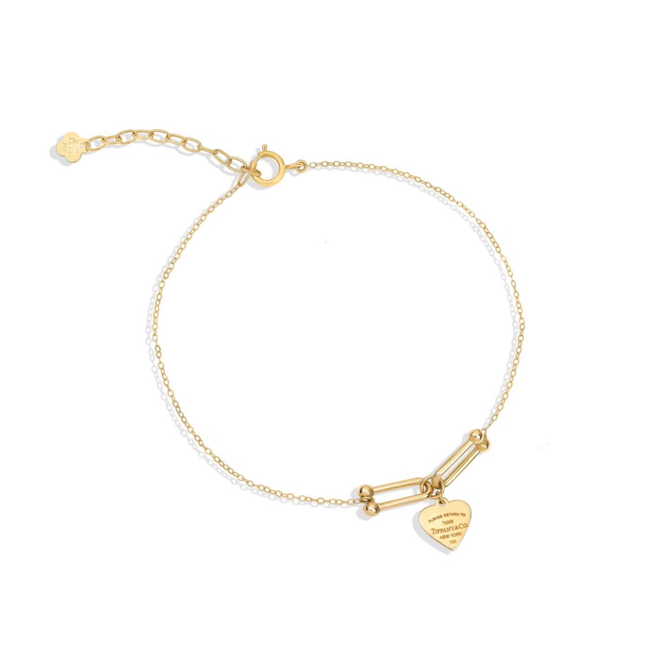خرید دستبند طلا آویز تیفانی دو و قلب