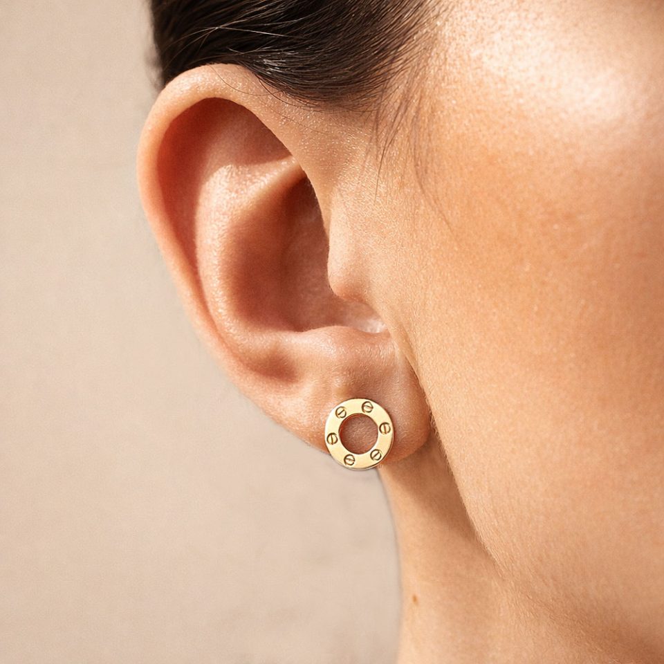 خرید گوشواره طلا دایره کارتیه لاو مینی