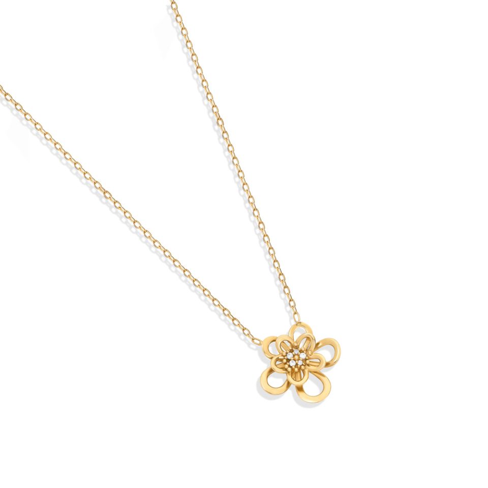 خرید گردنبند طلا شکوفه ونکلیف دوبل
