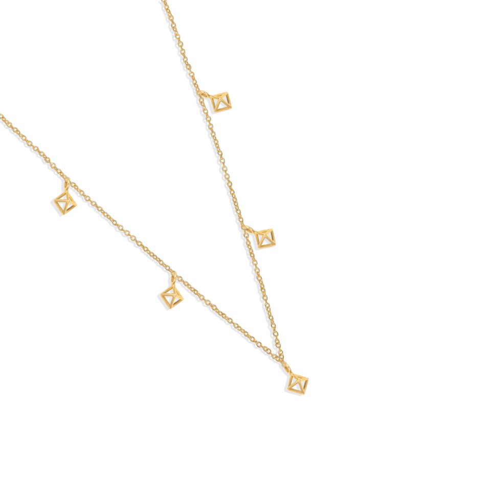 خرید گردنبند طلا هرم سه بعدی