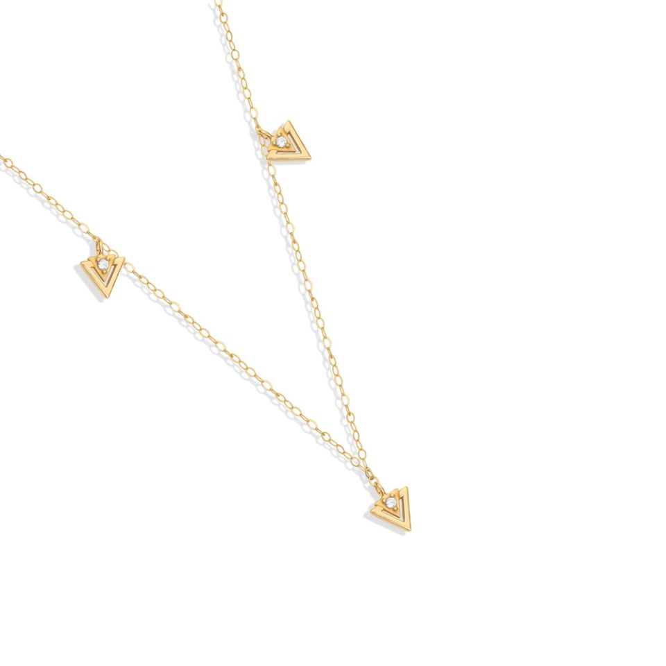 خرید گردنبند طلا آویز مثلث تک نگین مینی 3