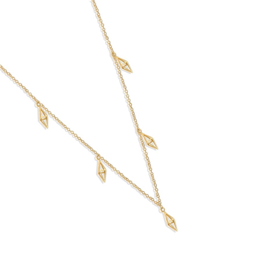 خرید گردنبند طلا لوزی سه بعدی