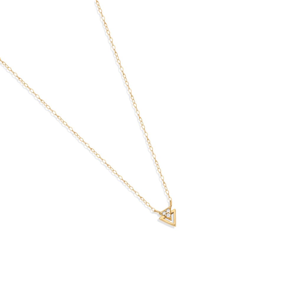خرید گردنبند طلا مثلث تک نگین مینی 1