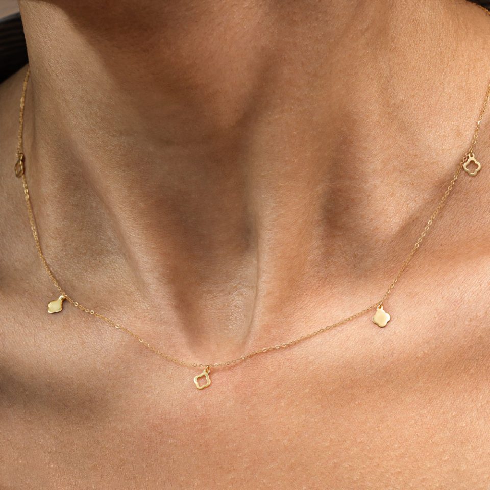 خرید گردنبند طلا آویز ونکلیف پر و خالی مینی 5