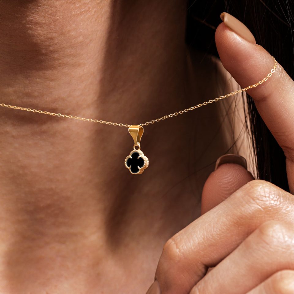 خرید پلاک طلا مینی ونکلیف مشکی