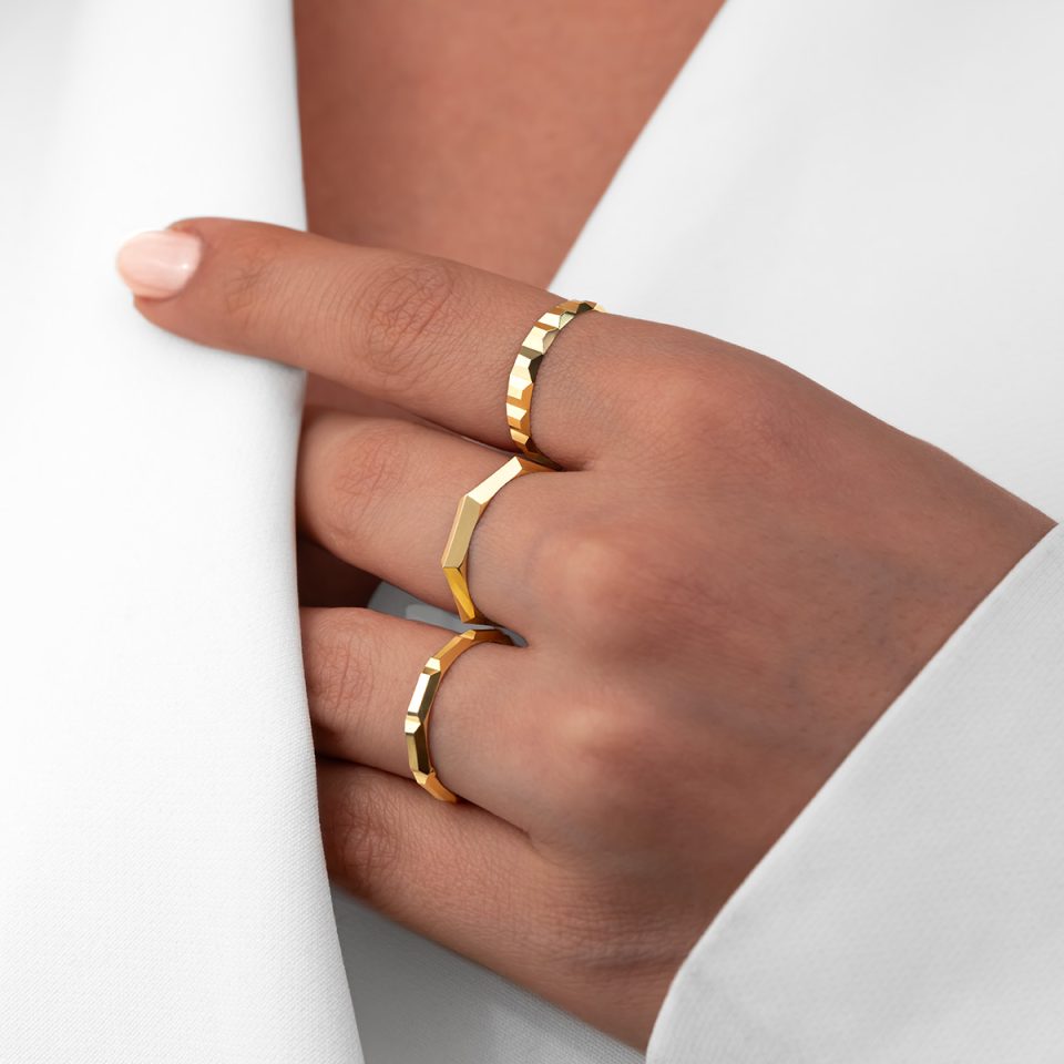 خرید انگشتر طلا چند وجهی آینه ای