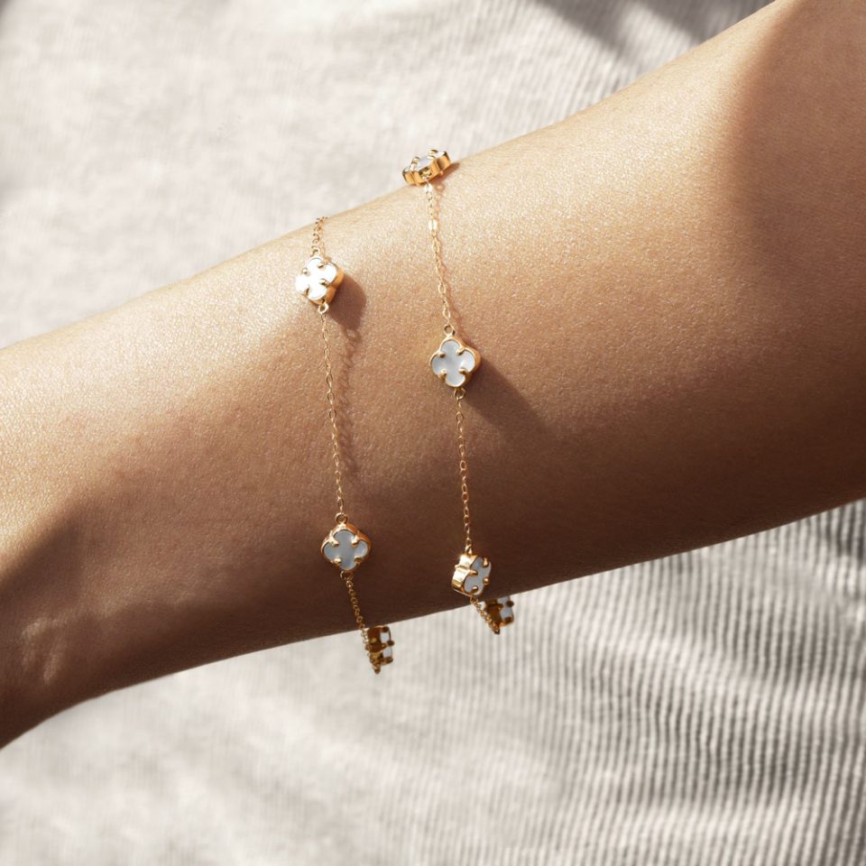 خرید دستبند طلا مینی ونکلیف سفید ماوی 5